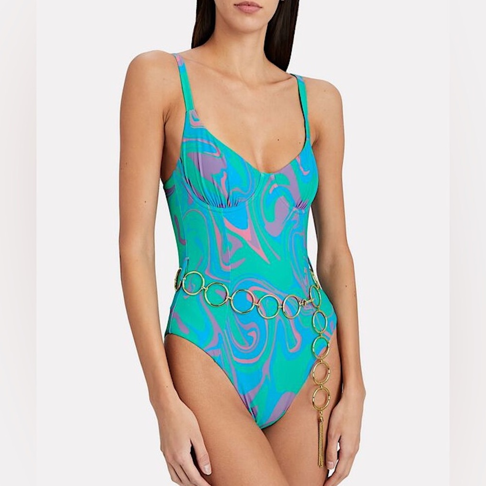 Retro One-Piece Belted Swimsuit
